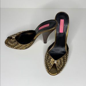 Betsey Johnson rhinestone sling toe heels
